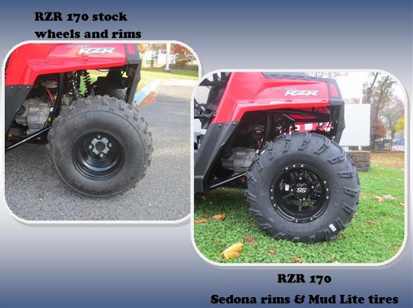 Honda of Riverhead carries the RZR 170 Wheels and rims and the RZR 170 Sedona rims and mud lite tires 